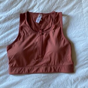 Cropped Sports Bra with Zipper